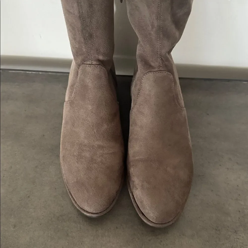 Marc Fisher Taupe Faux Suede Fabric Over-the-Knee Pull On Boots Size 5.5M EUC